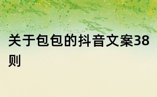 關于包包的抖音文案38則