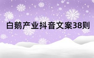 白鵝產業抖音文案38則