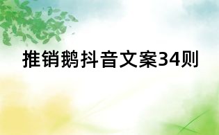 推銷鵝抖音文案34則