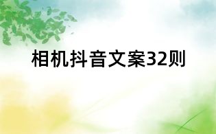 相機抖音文案32則