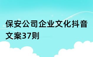 保安公司企業文化抖音文案37則