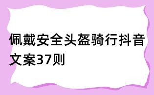 佩戴安全頭盔騎行抖音文案37則