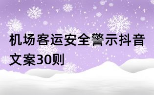 機場客運安全警示抖音文案30則