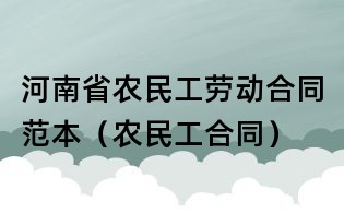 河南省農民工勞動合同范本（農民工合同）