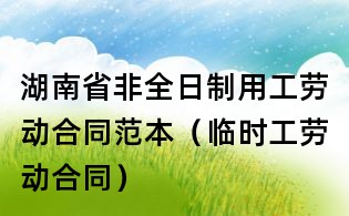 湖南省非全日制用工勞動(dòng)合同范本（臨時(shí)工勞動(dòng)合同）