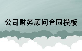 公司財務顧問合同模板