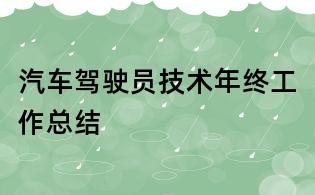 汽車駕駛員技術(shù)年終工作總結(jié)