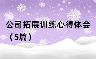 公司拓展訓練心得體會（5篇）