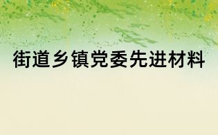 街道鄉(xiāng)鎮(zhèn)黨委先進(jìn)材料
