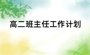 高二班主任工作計劃
