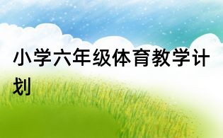 小學(xué)六年級體育教學(xué)計(jì)劃