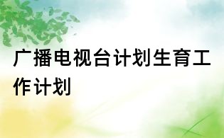 廣播電視臺計劃生育工作計劃