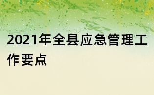 2021年全縣應(yīng)急管理工作要點
