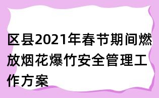 區(qū)縣2021年春節(jié)期間燃放煙花爆竹安全管理工作方案