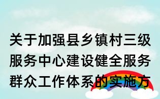 關于加強縣鄉鎮村三級服務中心建設健全服務群眾工作體系的實施方案