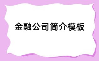 金融公司簡介模板