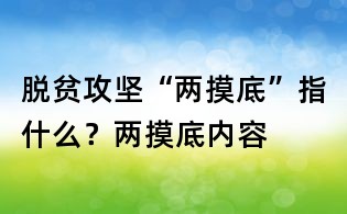 脫貧攻堅“兩摸底”指什么？兩摸底內容