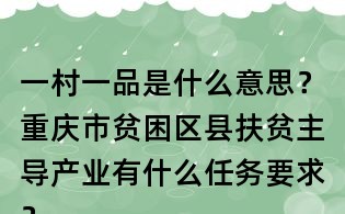 一村一品是什么意思？重慶市貧困區(qū)縣扶貧主導(dǎo)產(chǎn)業(yè)有什么任務(wù)要求？