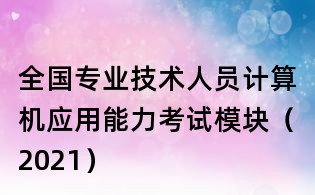 全國專業技術人員計算機應用能力考試模塊（2021）