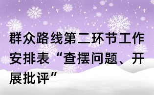 群眾路線第二環(huán)節(jié)工作安排表“查擺問(wèn)題、開展批評(píng)”
