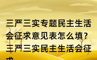 三嚴三實專題民主生活會征求意見表怎么填？三嚴三實民主生活會征求意見表填寫范例