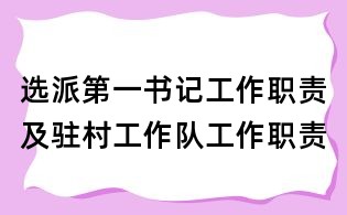 選派第一書記工作職責(zé)及駐村工作隊工作職責(zé)