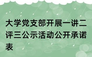 大學黨支部開展一講二評三公示活動公開承諾表