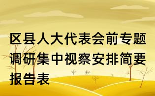 區(qū)縣人大代表會(huì)前專(zhuān)題調(diào)研集中視察安排簡(jiǎn)要報(bào)告表