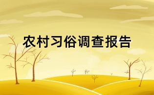 農(nóng)村習(xí)俗調(diào)查報(bào)告