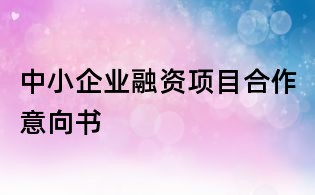 中小企業融資項目合作意向書