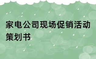 家電公司現場促銷活動策劃書