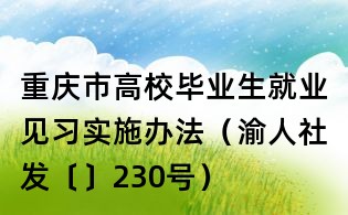 重慶市高校畢業(yè)生就業(yè)見習(xí)實(shí)施辦法（渝人社發(fā)〔〕230號）