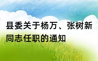 縣委關于楊萬、張樹新同志任職的通知