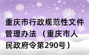重慶市行政規范性文件管理辦法 (重慶市人民政府令第290號)