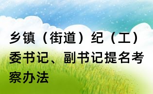 鄉鎮（街道）紀（工）委書記、副書記提名考察辦法