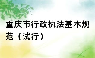 重慶市行政執法基本規范(試行)