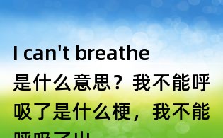 I can't breathe是什么意思?我不能呼吸了是什么梗,我不能呼吸了出處