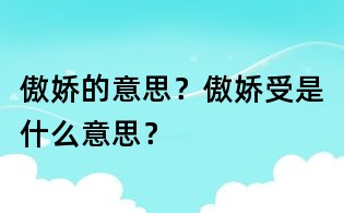 傲嬌的意思？傲嬌受是什么意思？