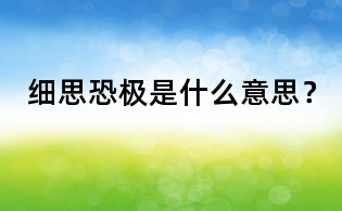 細思恐極是什么意思？