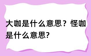 大咖是什么意思？怪咖是什么意思?