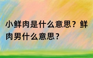 小鮮肉是什么意思？鮮肉男什么意思？