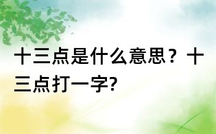 十三點是什么意思？十三點打一字?