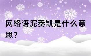 網絡語泥奏凱是什么意思？