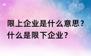 限上企業是什么意思？什么是限下企業？