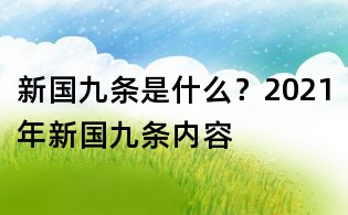 新國(guó)九條是什么？2021年新國(guó)九條內(nèi)容