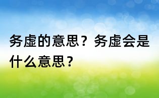 務虛的意思?務虛會是什么意思?