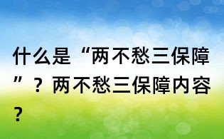 什么是“兩不愁三保障”?兩不愁三保障內(nèi)容?
