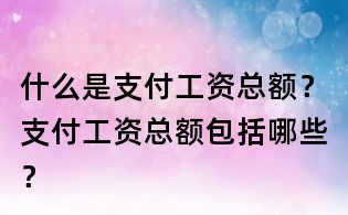 什么是支付工資總額?支付工資總額包括哪些?
