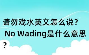 請勿戲水英文怎么說？ No Wading是什么意思？