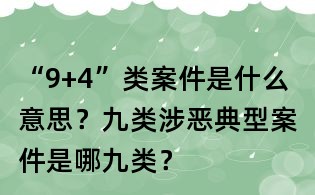 “9+4”類案件是什么意思？九類涉惡典型案件是哪九類？